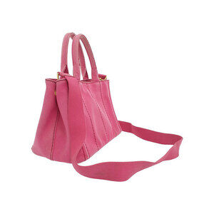 Prada Tote handbag 2way canvas Canapa top handles Pink